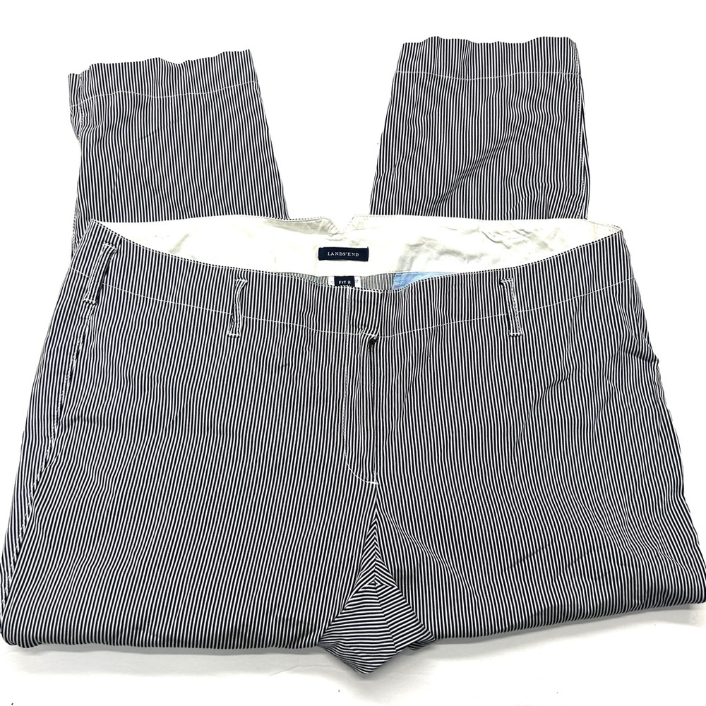 5/$25 Lands’ End Black White Cropped Trousers Striped Pants Fit 2 Size 22W